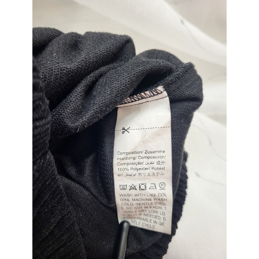 Emery Rose Black Corduroy Pants Elastic Waist Tulip Hem Straight Leg Small - Picture 6 of 6